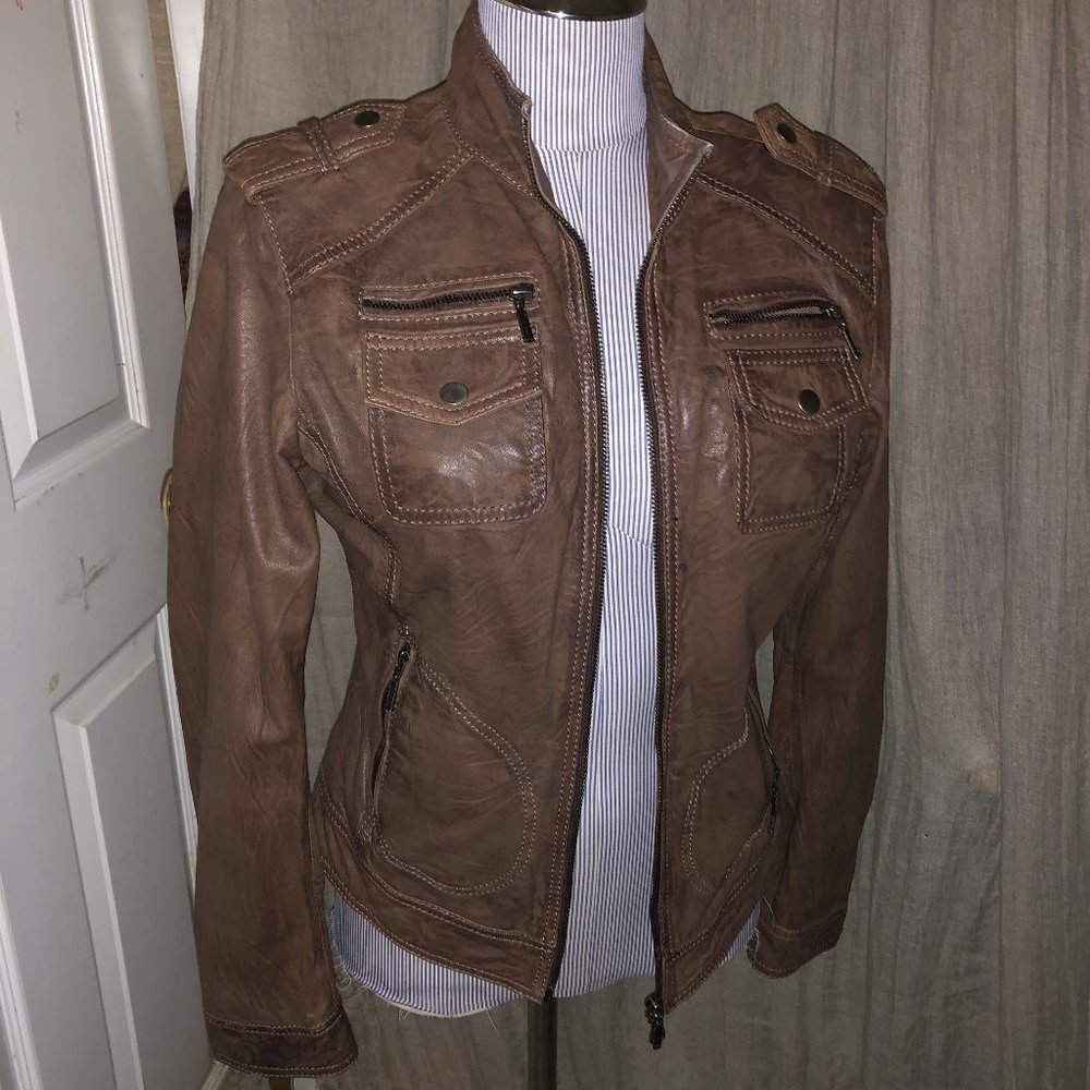 Marie Lund Copenhagen brown fitted leather jacketS